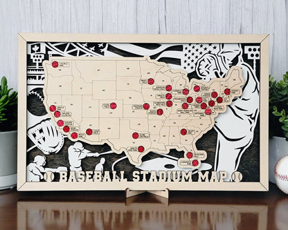 Baseball Travel Map Customized Father's Day Anniversary